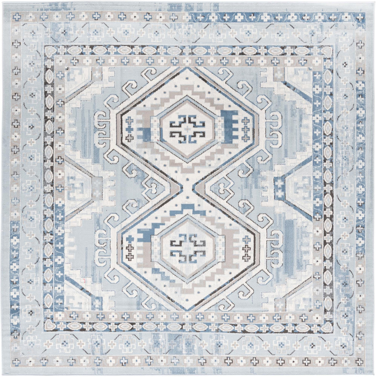 Savannah Elegance Collection Area Rug -  Tybee (Aqua Blue) Square Aqua Blue  lifestyle 17