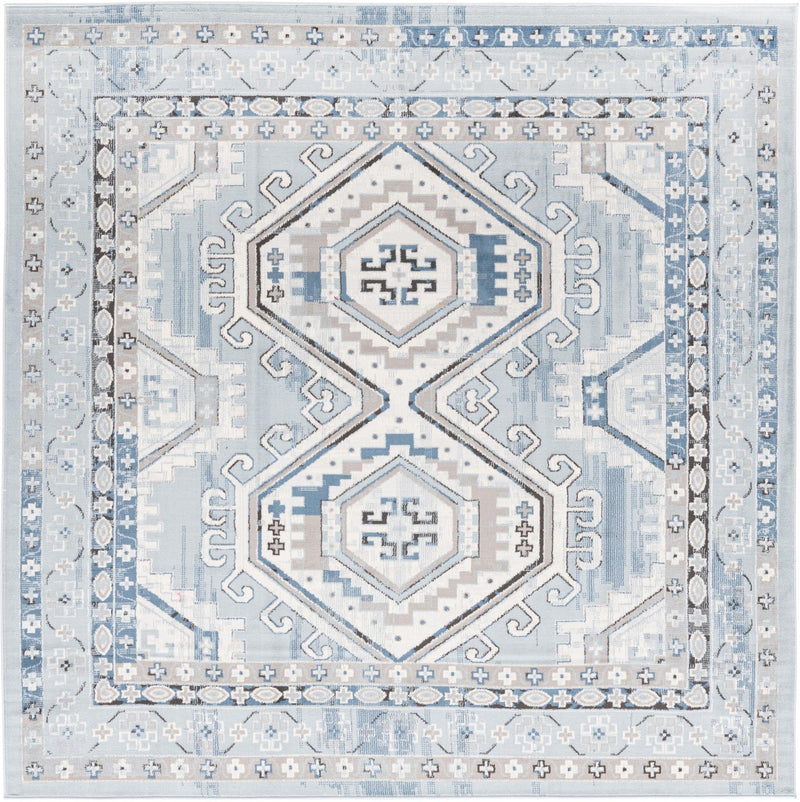 Savannah Elegance Collection Area Rug -  Tybee (Aqua Blue) Square Aqua Blue  lifestyle 17
