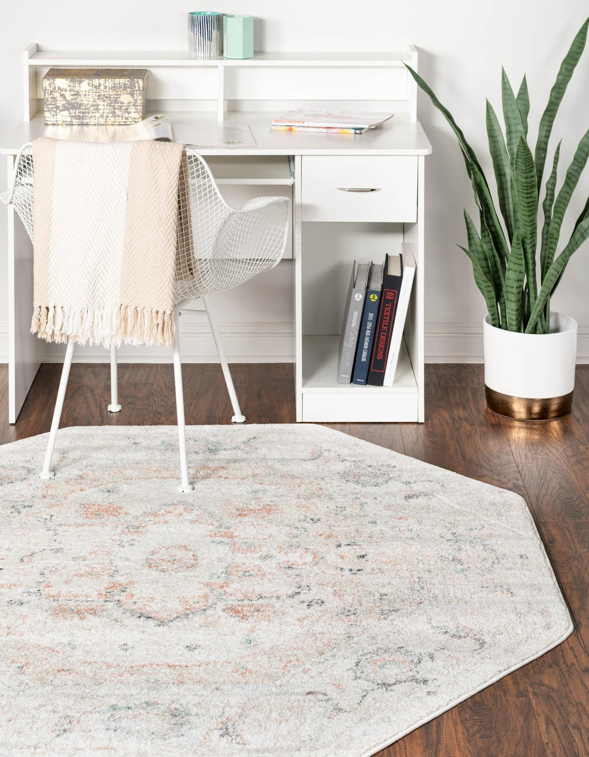 Parisian Elegance Collection Area Rug - Versailles (Ivory) Octagon Ivory  lifestyle 29