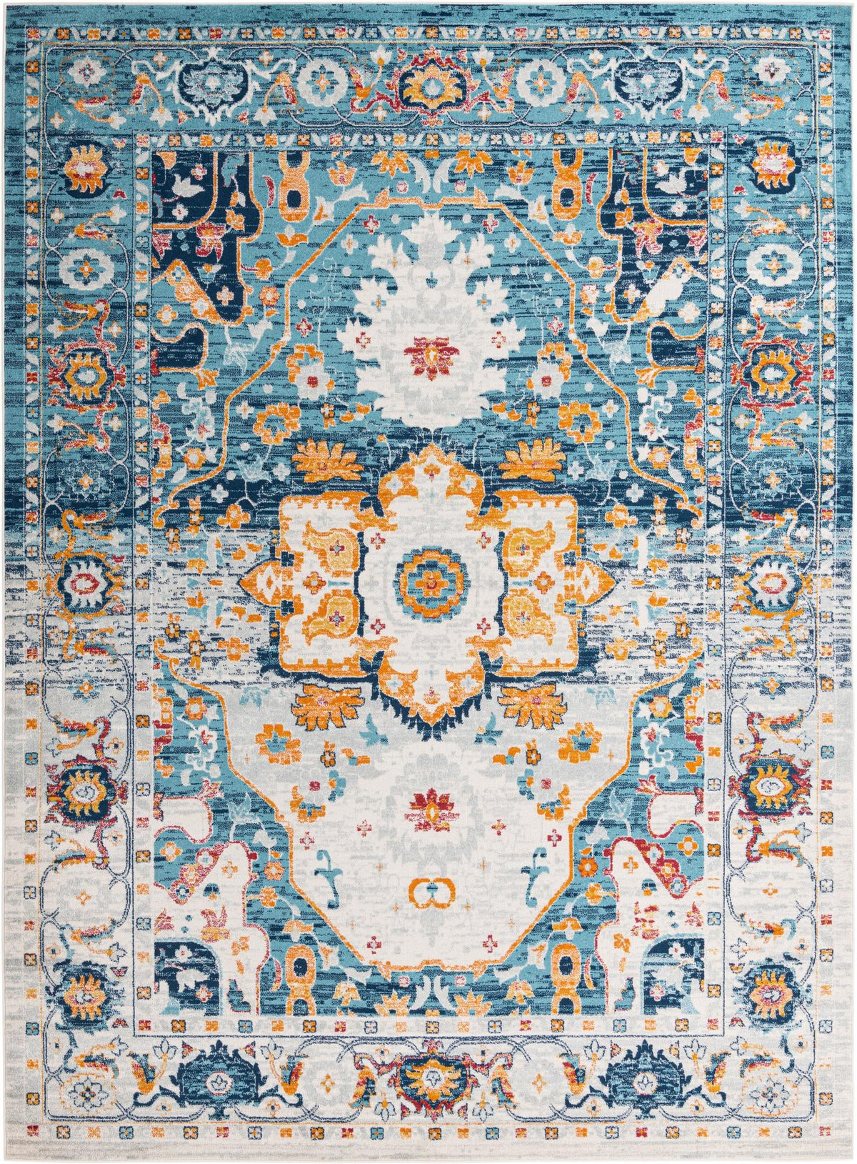 Parisian Elegance Collection Area Rug - Versailles (Teal) Rectangle Teal Main