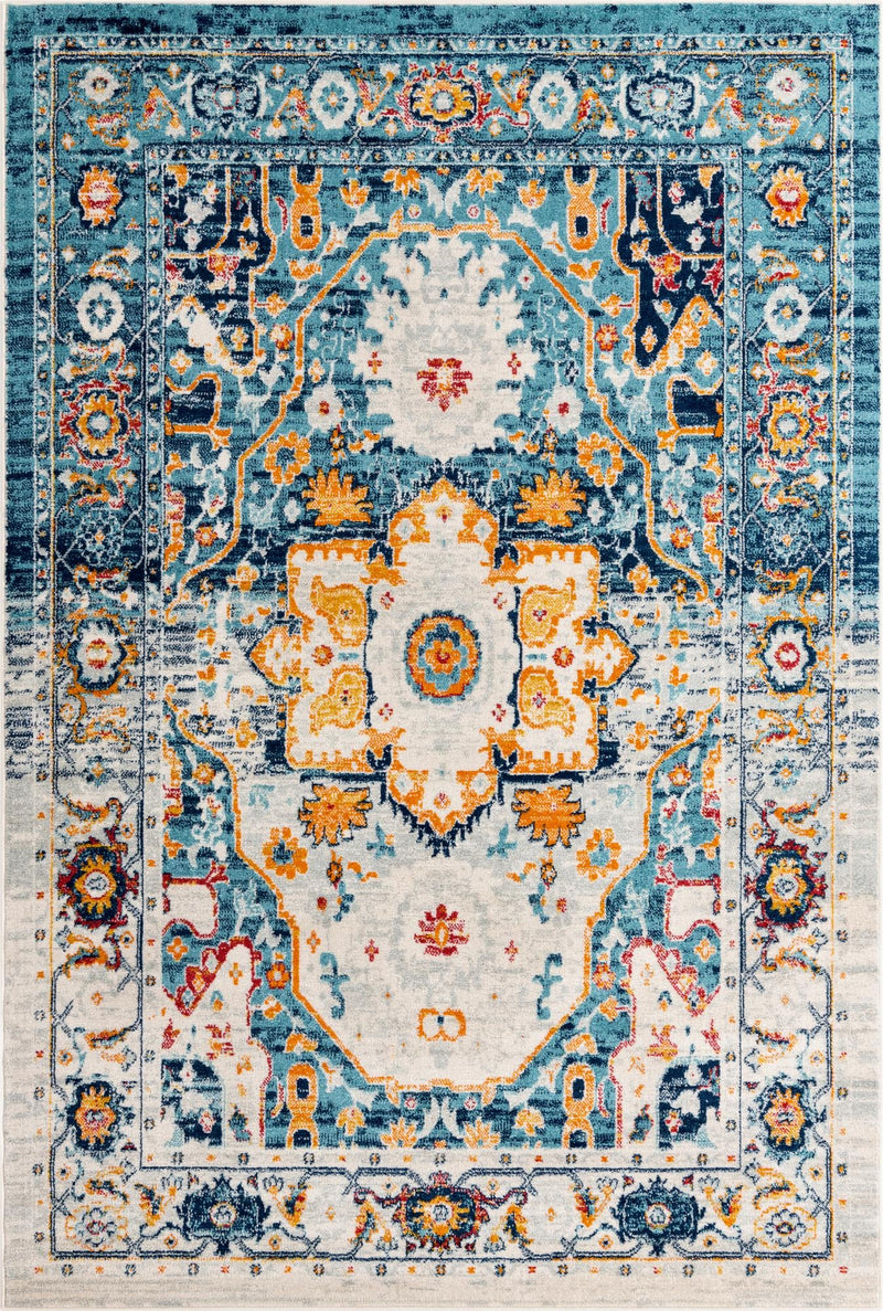 Parisian Elegance Collection Area Rug - Versailles (Teal) Rectangle Teal  lifestyle 2