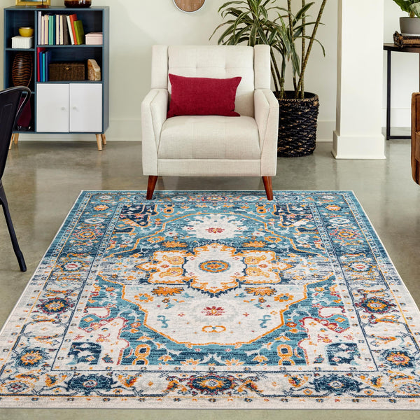 Parisian Elegance Collection Area Rug - Versailles (Teal) Rectangle Teal  lifestyle 10