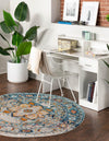 Parisian Elegance Collection Area Rug - Versailles (Teal) Round Teal  lifestyle 16