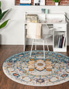Parisian Elegance Collection Area Rug - Versailles (Teal) Round Teal  lifestyle 26