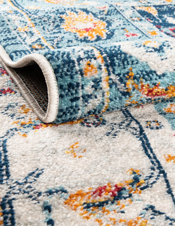 Parisian Elegance Collection Area Rug - Versailles (Teal) Round Teal  lifestyle 34