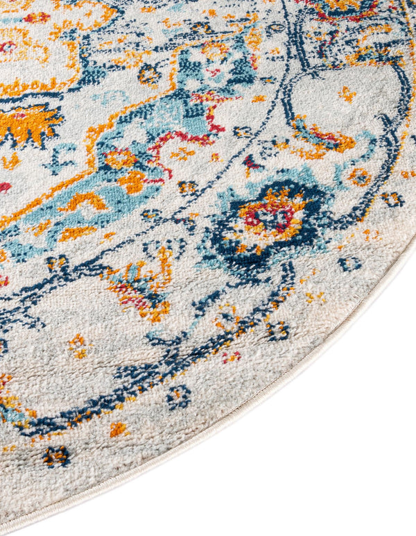 Parisian Elegance Collection Area Rug - Versailles (Teal) Round Teal  lifestyle 39