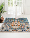 Parisian Elegance Collection Area Rug - Versailles (Teal) Square Teal  lifestyle 17