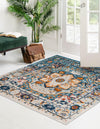 Parisian Elegance Collection Area Rug - Versailles (Teal) Square Teal  lifestyle 22