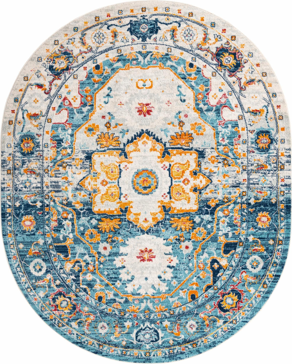 Parisian Elegance Collection Area Rug - Versailles (Teal) Oval Teal  lifestyle 13