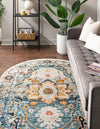 Parisian Elegance Collection Area Rug - Versailles (Teal) Oval Teal  lifestyle 23