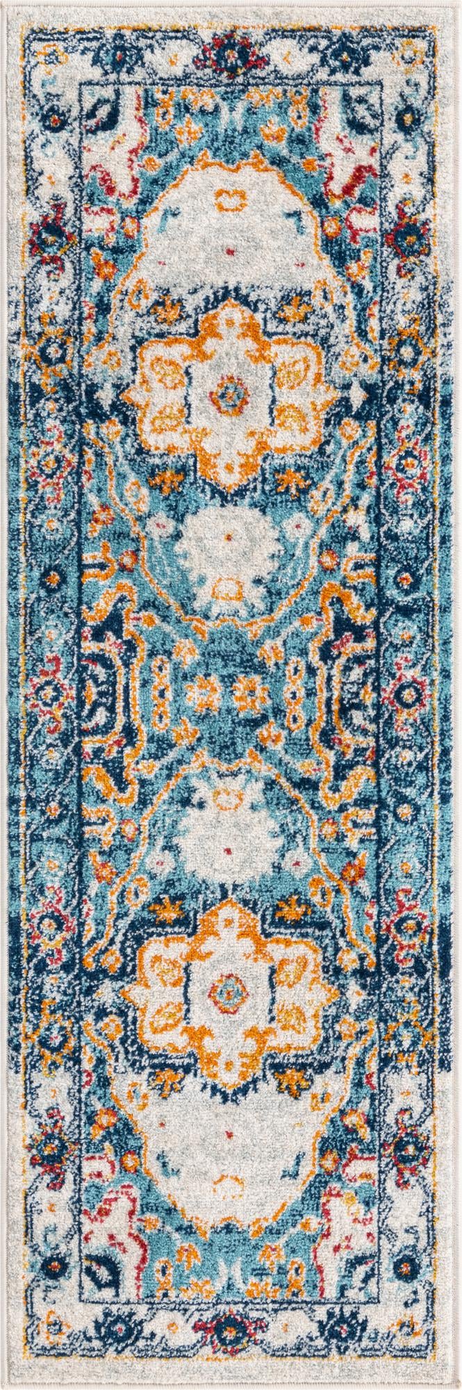Parisian Elegance Collection Area Rug - Versailles (Teal) Runner Teal  lifestyle 15