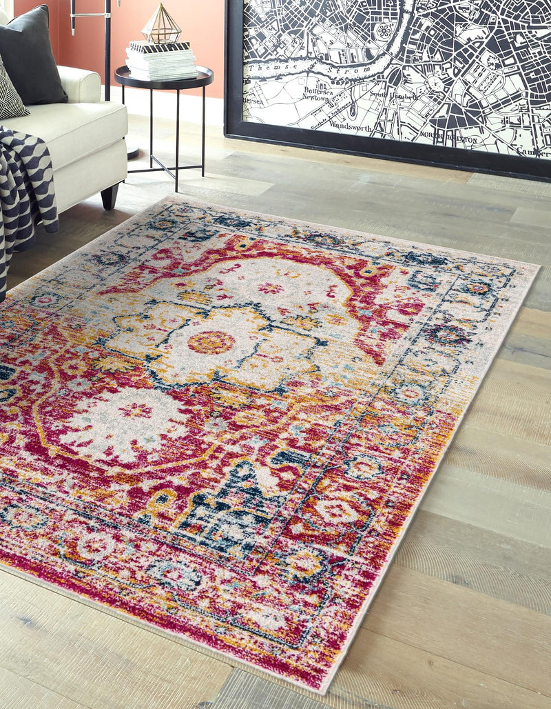Parisian Elegance Collection Area Rug - Versailles (Pink Gray) Rectangle Pink Gray  lifestyle 2
