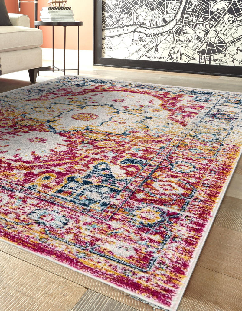 Parisian Elegance Collection Area Rug - Versailles (Pink Gray) Rectangle Pink Gray  lifestyle 3