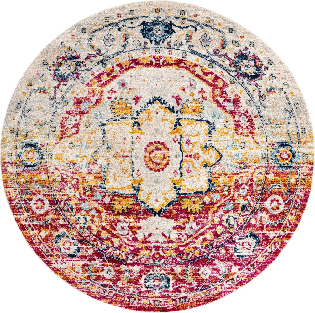 Parisian Elegance Collection Area Rug - Versailles (Pink Gray) Round Pink Gray  lifestyle 16
