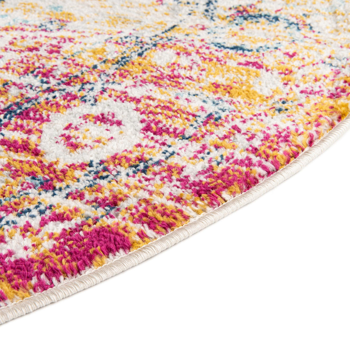 Parisian Elegance Collection Area Rug - Versailles (Pink Gray) Round Pink Gray  lifestyle 45