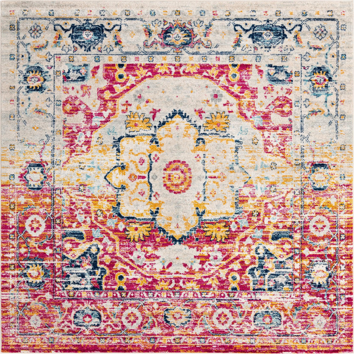 Parisian Elegance Collection Area Rug - Versailles (Pink Gray) Square Pink Gray  lifestyle 17