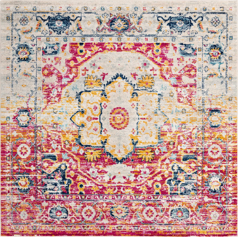 Parisian Elegance Collection Area Rug - Versailles (Pink Gray) Square Pink Gray  lifestyle 17
