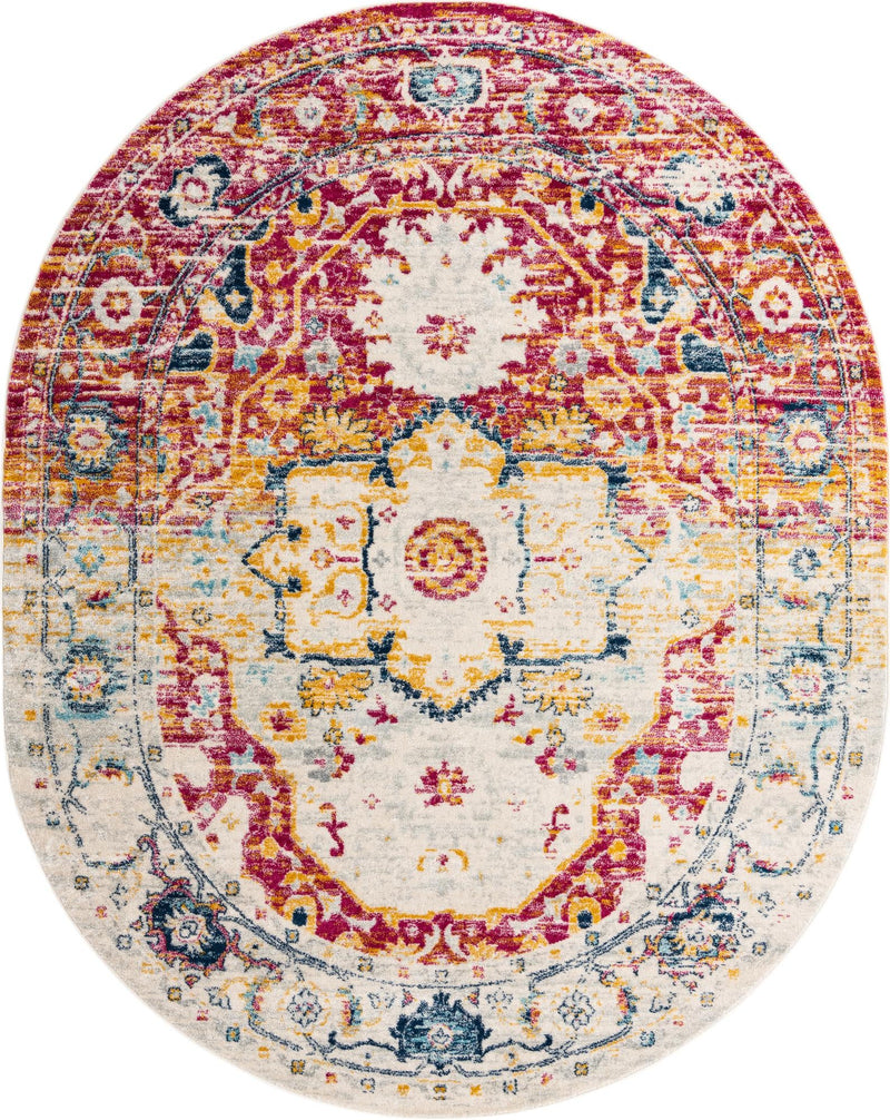 Parisian Elegance Collection Area Rug - Versailles (Pink Gray) Oval Pink Gray  lifestyle 18