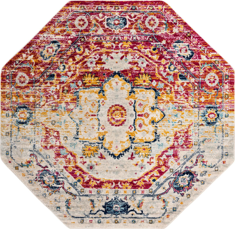 Parisian Elegance Collection Area Rug - Versailles (Pink Gray) Octagon Pink Gray  lifestyle 19