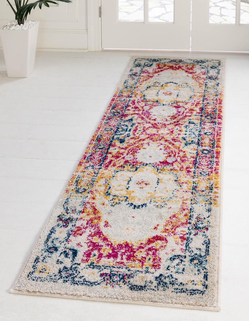 Parisian Elegance Collection Area Rug - Versailles (Pink Gray) Runner Pink Gray  lifestyle 25