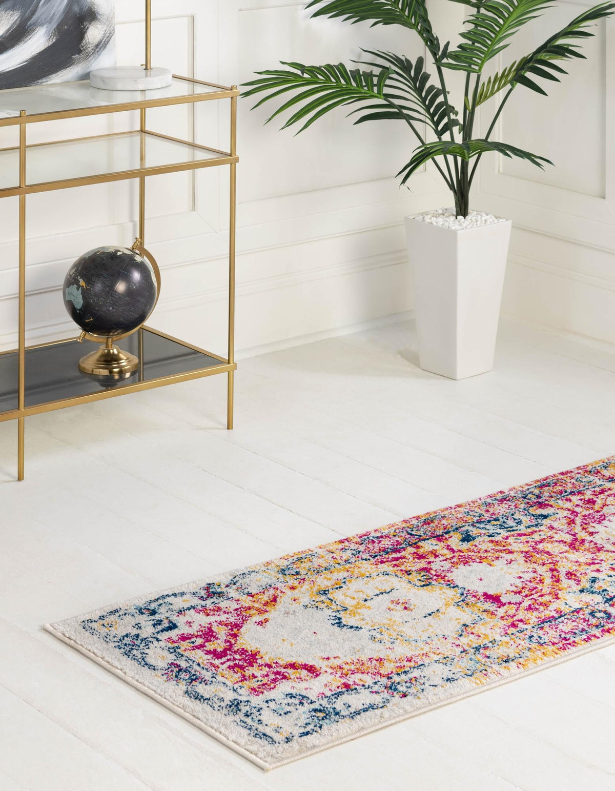 Parisian Elegance Collection Area Rug - Versailles (Pink Gray) Runner Pink Gray  lifestyle 30