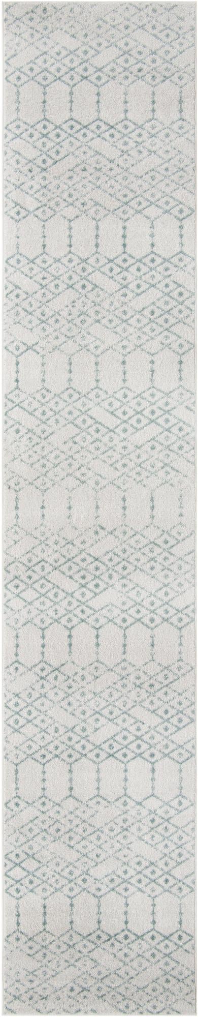 Marrakesh Lattice Collection Area Rug - Casablanca (Ivory Aqua) Runner Aqua and Ivory  lifestyle 50