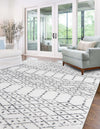 Marrakesh Lattice Collection Area Rug - Casablanca (Ivory Black) Rectangle Ivory Black  lifestyle 2
