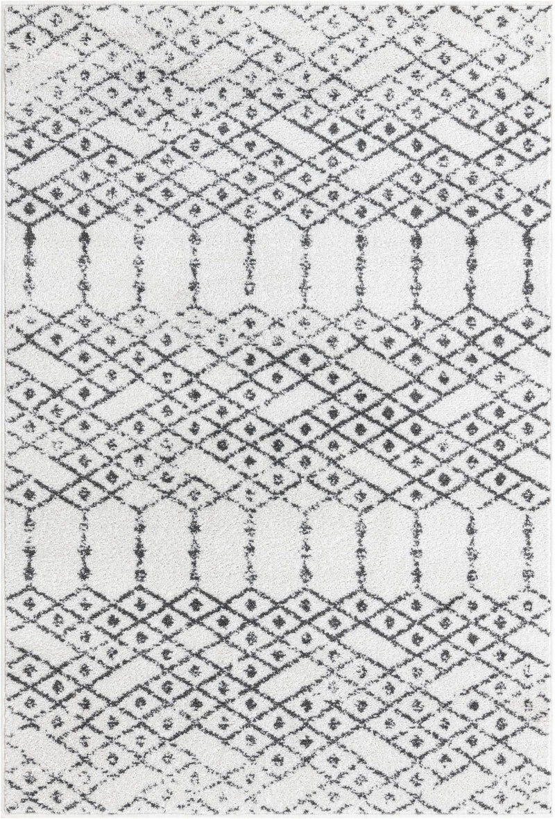 Marrakesh Lattice Collection Area Rug - Casablanca (Ivory Black) Rectangle Ivory Black  lifestyle 2