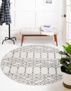 Marrakesh Lattice Collection Area Rug - Casablanca (Ivory Black) Round Ivory Black  lifestyle 27