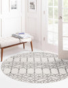 Marrakesh Lattice Collection Area Rug - Casablanca (Ivory Black) Round Ivory Black  lifestyle 32