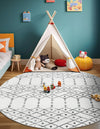 Marrakesh Lattice Collection Area Rug - Casablanca (Ivory Black) Round Ivory Black  lifestyle 39