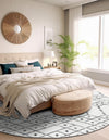 Marrakesh Lattice Collection Area Rug - Casablanca (Ivory Black) Round Ivory Black  lifestyle 51