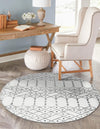 Marrakesh Lattice Collection Area Rug - Casablanca (Ivory Black) Round Ivory Black  lifestyle 60