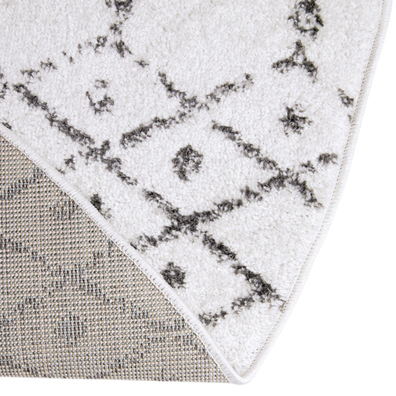 Marrakesh Lattice Collection Area Rug - Casablanca (Ivory Black) Round Ivory Black  lifestyle 73