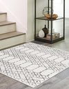 Marrakesh Lattice Collection Area Rug - Casablanca (Ivory Black) Square Ivory Black  lifestyle 33
