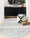 Marrakesh Lattice Collection Area Rug - Casablanca (Ivory Black) Oval Ivory Black  lifestyle 34