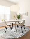 Marrakesh Lattice Collection Area Rug - Casablanca (Ivory Black) Oval Ivory Black  lifestyle 41