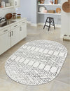 Marrakesh Lattice Collection Area Rug - Casablanca (Ivory Black) Oval Ivory Black  lifestyle 47