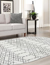 Marrakesh Lattice Collection Area Rug - Casablanca (Ivory Black) Oval Ivory Black  lifestyle 49