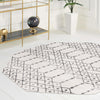 Marrakesh Lattice Collection Area Rug - Casablanca (Ivory Black) Octagon Ivory Black  lifestyle 106