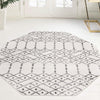 Marrakesh Lattice Collection Area Rug - Casablanca (Ivory Black) Octagon Ivory Black  lifestyle 111
