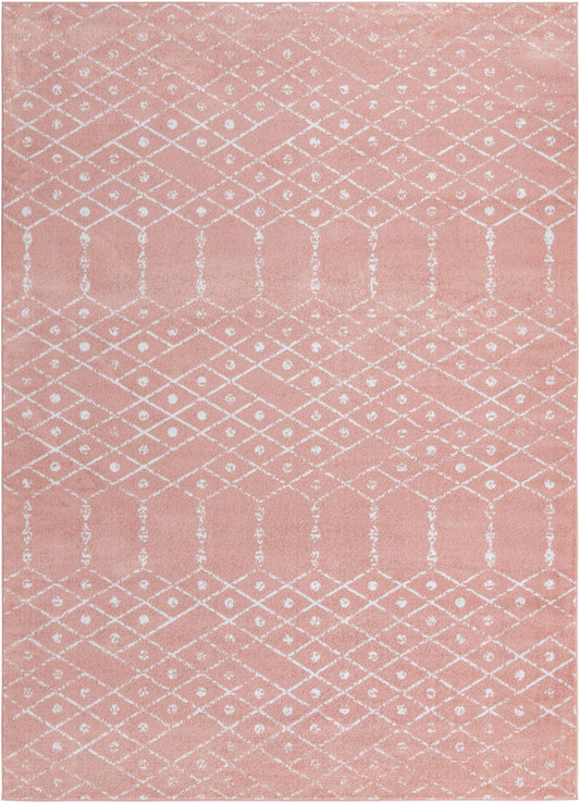 Marrakesh Lattice Collection Area Rug - Casablanca (Rose Pink) Rectangle Rose Pink Main