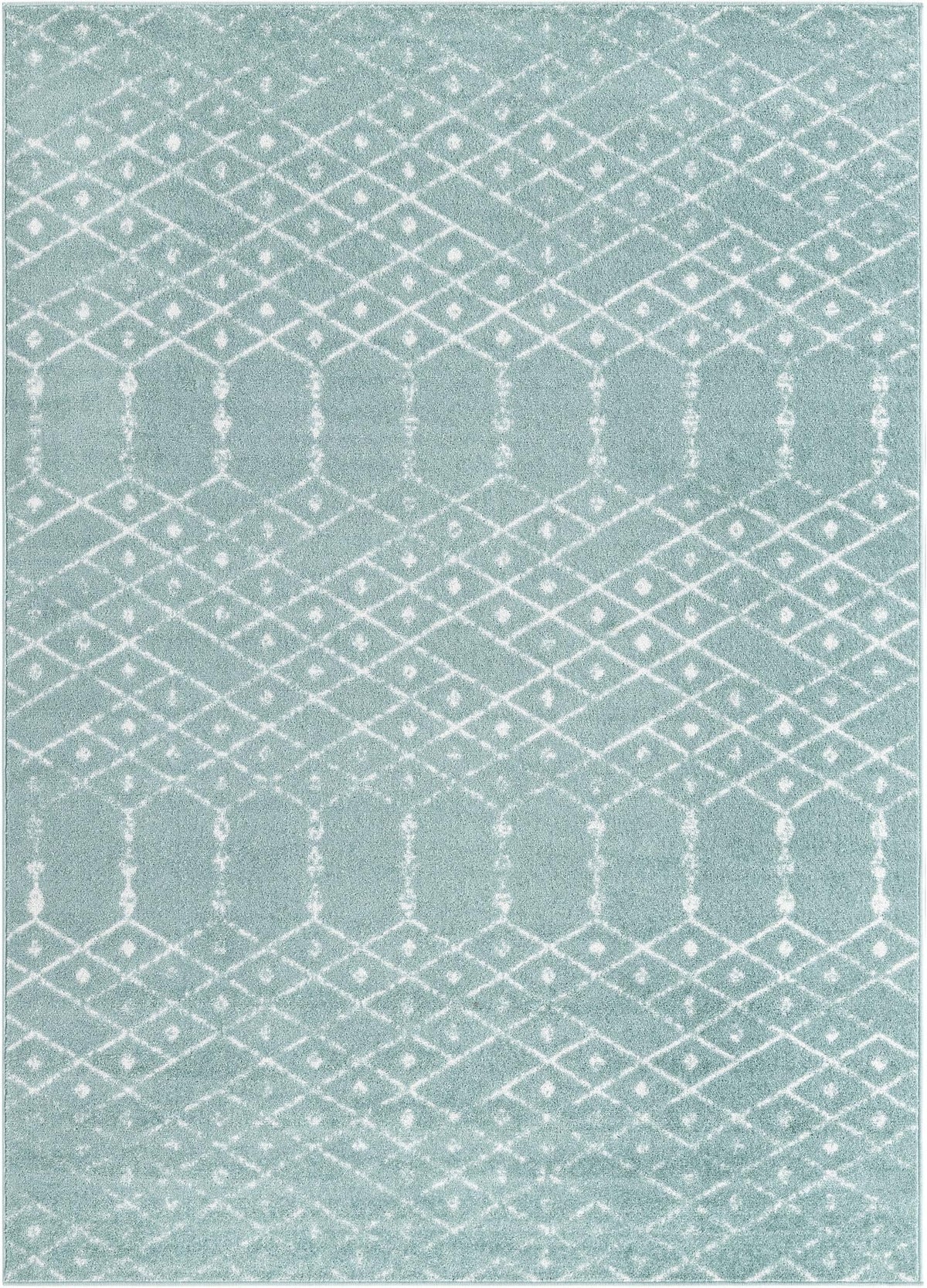 Marrakesh Lattice Collection Area Rug - Casablanca (Aqua) Rectangle Aqua Main