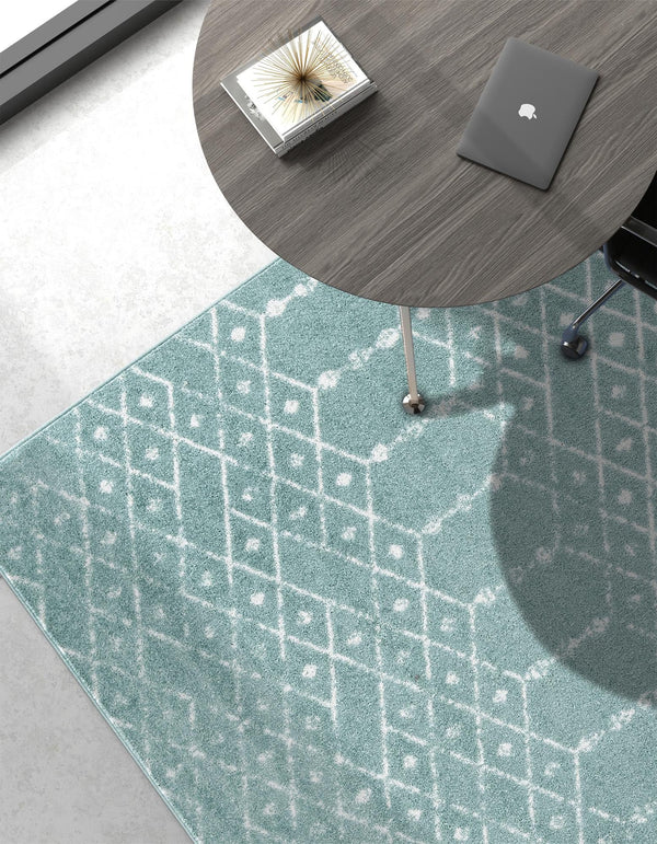 Marrakesh Lattice Collection Area Rug - Casablanca (Aqua) Rectangle Aqua  lifestyle 5