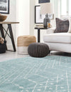 Marrakesh Lattice Collection Area Rug - Casablanca (Aqua) Round Aqua  lifestyle 54