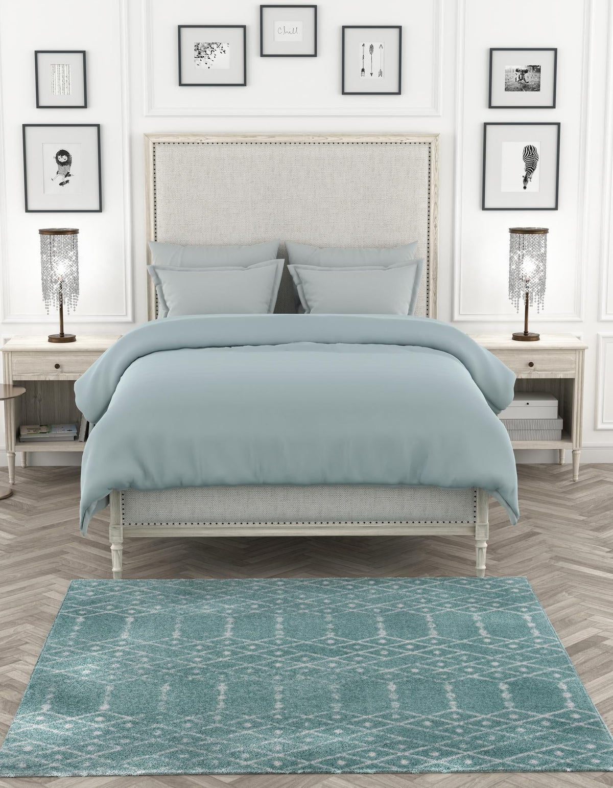 Marrakesh Lattice Collection Area Rug - Casablanca (Aqua) Square Aqua  lifestyle 30