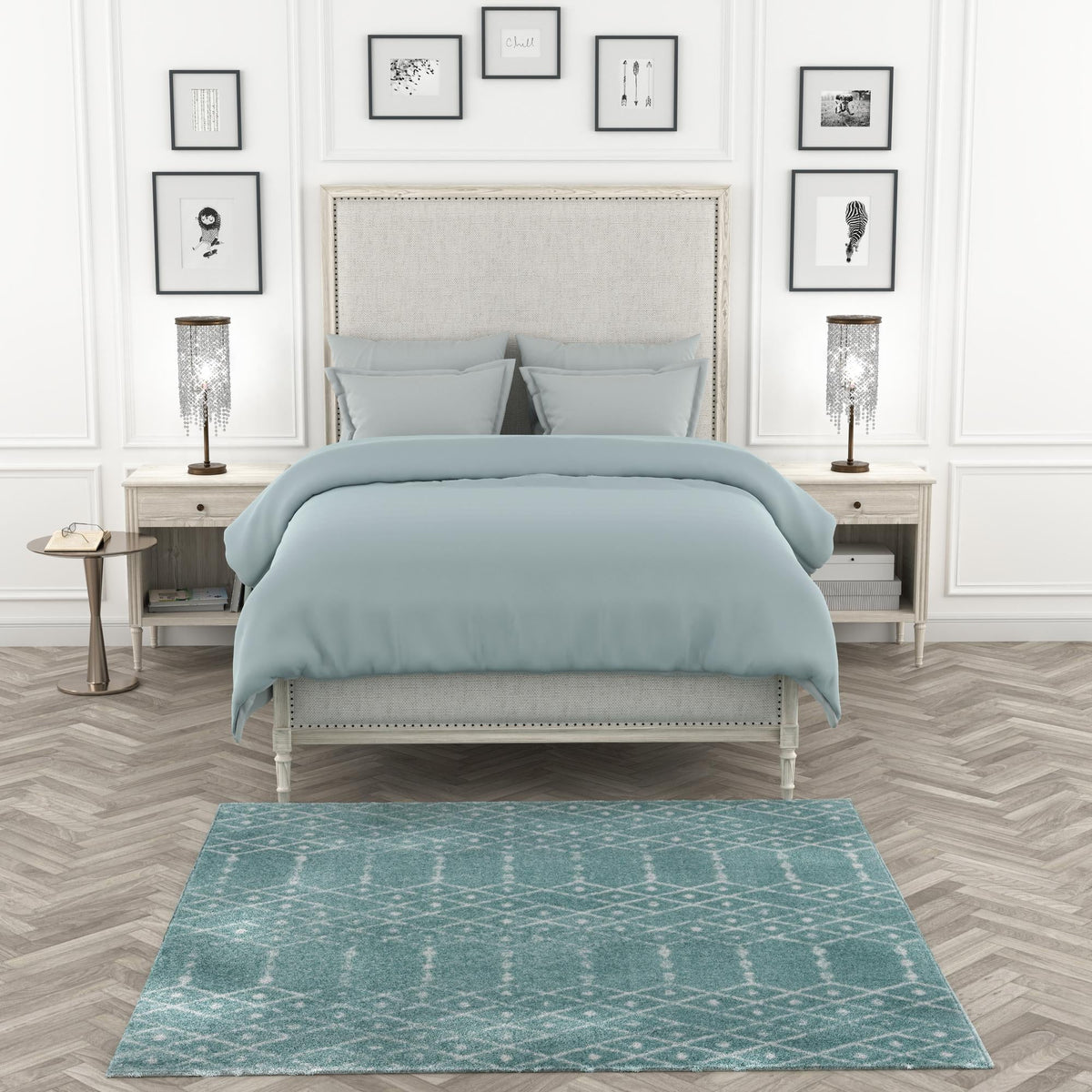Marrakesh Lattice Collection Area Rug - Casablanca (Aqua) Square Aqua  lifestyle 107
