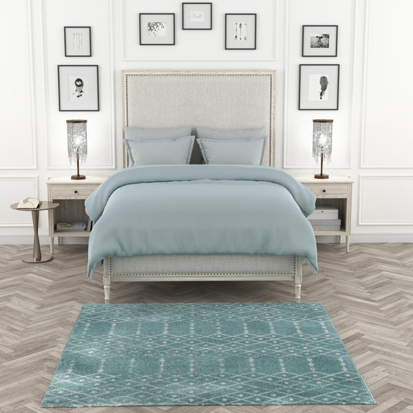 Marrakesh Lattice Collection Area Rug - Casablanca (Aqua) Square Aqua  lifestyle 107