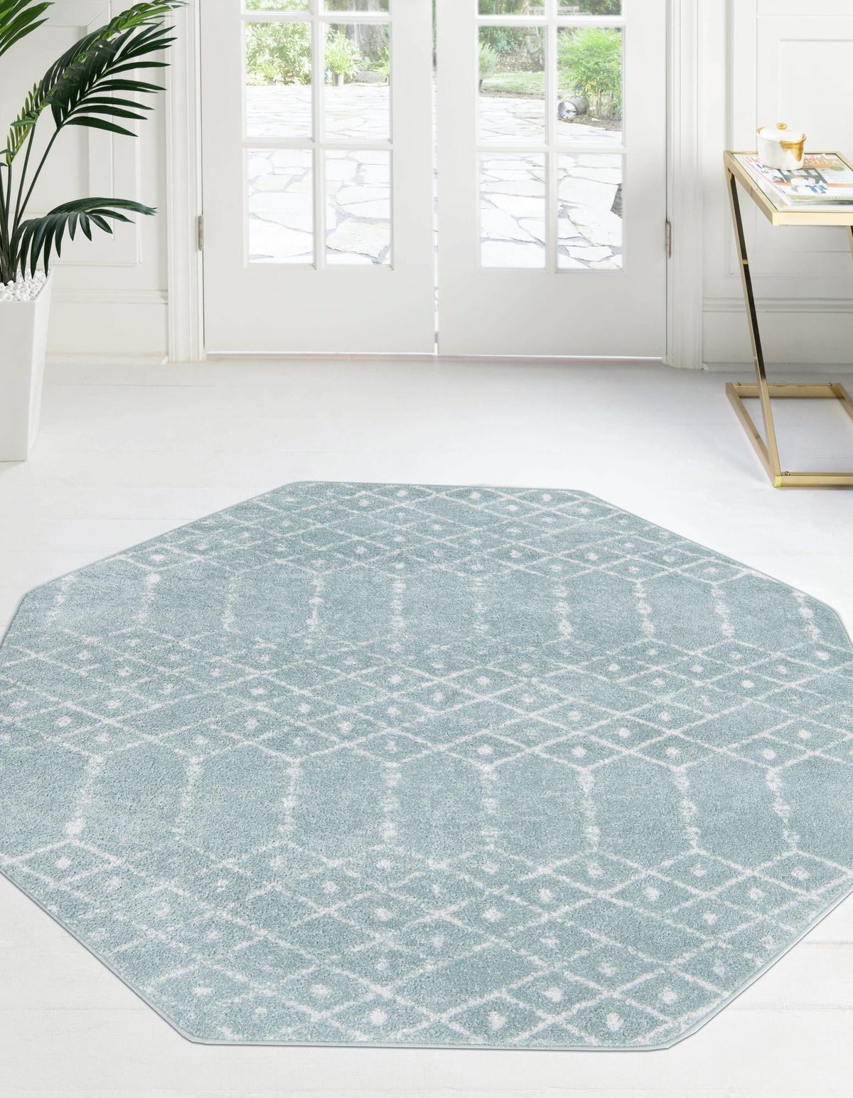 Marrakesh Lattice Collection Area Rug - Casablanca (Aqua) Octagon Aqua  lifestyle 37