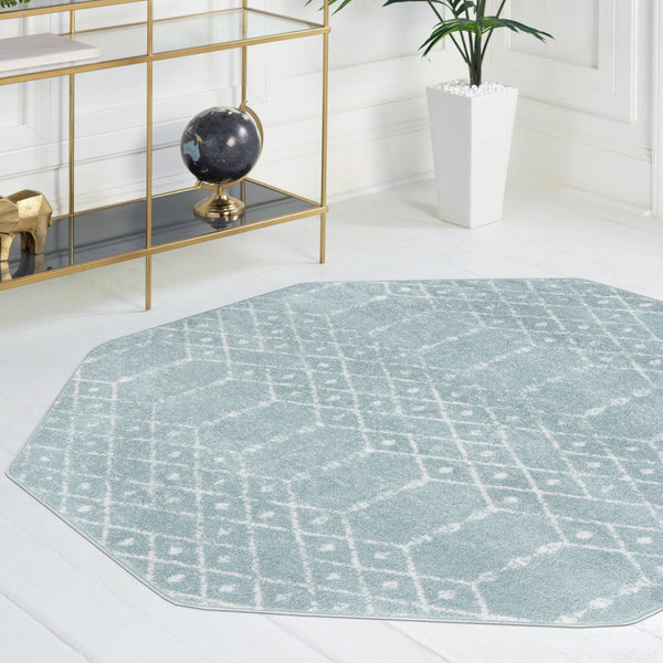 Marrakesh Lattice Collection Area Rug - Casablanca (Aqua) Octagon Aqua  lifestyle 109